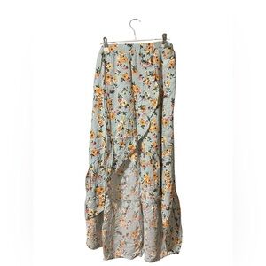 No Boundaries Mint Floral 2 Piece Set High Low Skirt & Crop Top